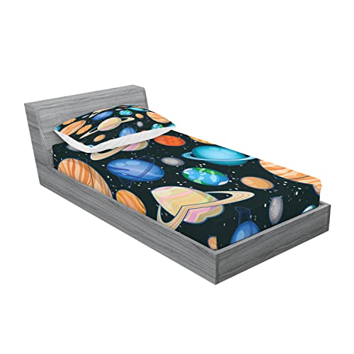 Ambesonne Galaxy 2 Pack Fitted Sheet & Pillow Sham Set, Galaxy Space Art Solar, 4 Pcs Bedding Decor, Package Contains 2 Twin Size Fitted Sheets & 2 Pillow Covers, Salmon