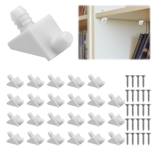 Pack of 24 Shelf Support Pins 101558 for IKEA Pax KOMPLEMENT Billy Komplement Cabinet Shelf Pegs for Cabinet Shelves Transparent PVC and Stainless Steel Shelf Holder Clips with Screws