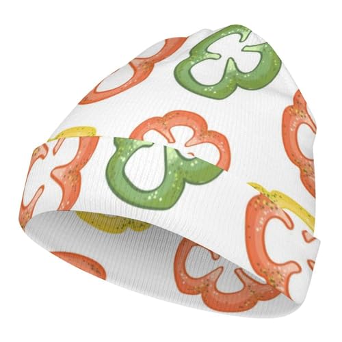 Watercolor Bell Pepper Pattern Kids Beanie Hat for for Girls Boys Children Cap Winter Knitted Chemo Cancer Headwear Accessories Gifts Decoration Black