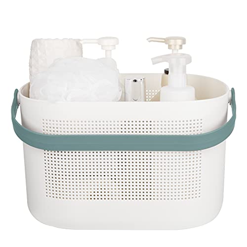 Image of UUJOLY Plastic Storage Baskets with Handles, Shower Caddy Shelf Organizers Basket for Bathroom, Kitchen, Dorm Room, Green