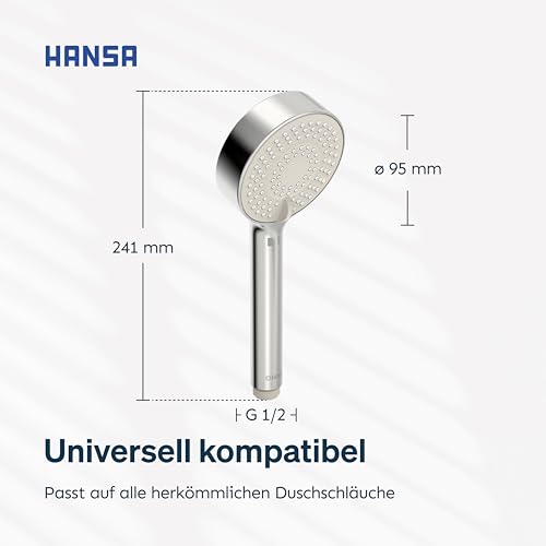 HANSA BASICJET Duschkopf mit 3 Strahlarten I Handbrause Dusche I Anti-Kalk Funktion I Brausekopf 95 mm Durchmesser… – Ansicht 8
