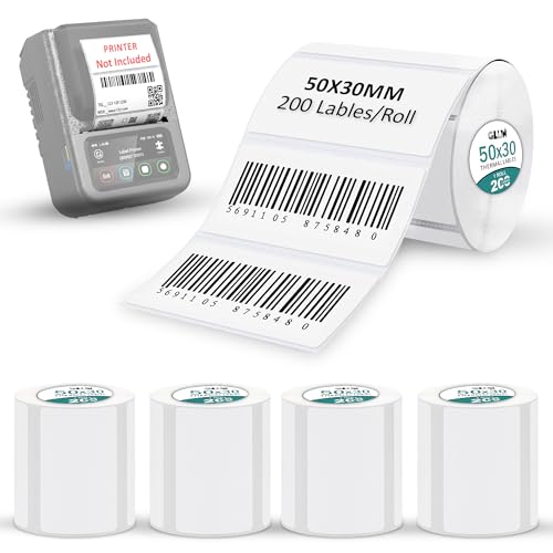 Image of GLUN Thermal Labels 50mm x 30mm | 2 Inch Self Adhesive Sticker Roll | Barcode, Shipping, Address Labels for Thermal Printer | 1000 Stickers (Printer Not Included)