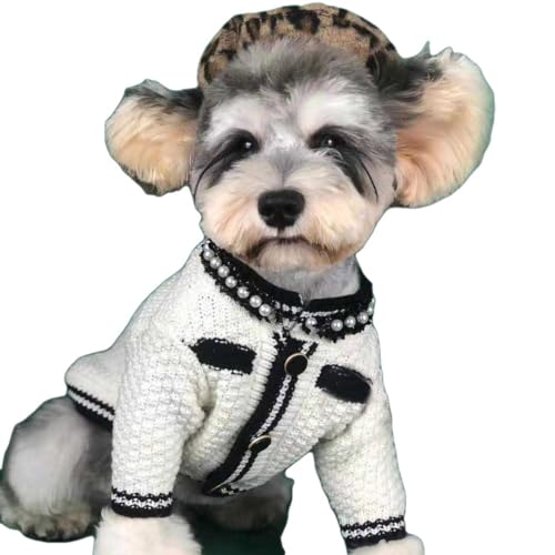 Suéter blanco de algodón para perro pequeño AZA M