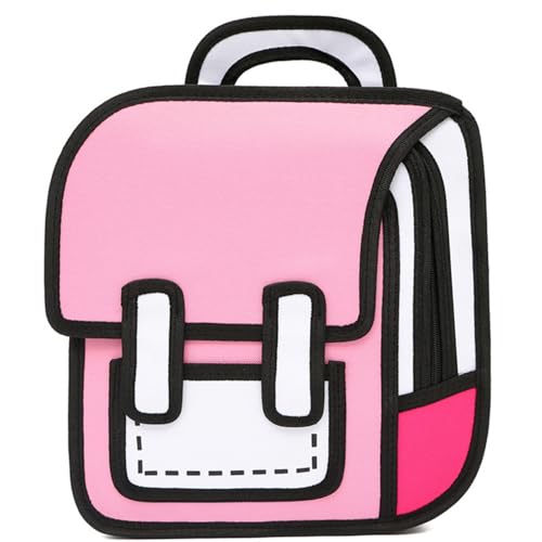 Lifelix Mochila infantil Kawaii para meninos e meninas, linda bolsa escolar de desenho animado 2D com desenho animado, Rosa, Mini
