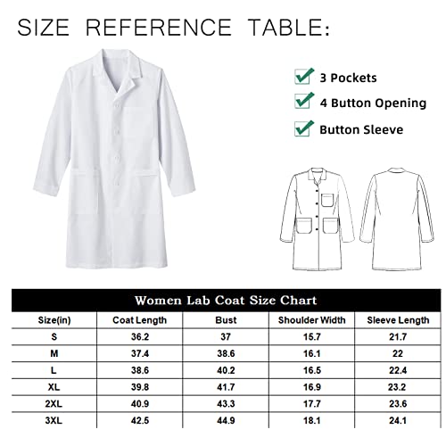 Honorus Lab Coat Women, Personalized Customized Embroidered Printing Medical Doctor Coats, 3 Pockets & Long Sleeves #TOP4