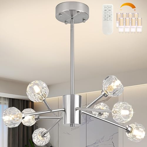Nickel Sputnik Chandeliers 8 Lights Modern Crystal Pendant Light ...