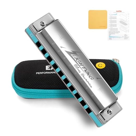 East top Lightning Harmonica, Advanced Diatonic Harmonica Key of C, 10 Holes Mouth Organ Harmonica with Silver Cover, Blues Harmonicas For Adults, Professionals and Students