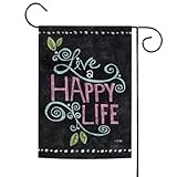 Toland Home Garden  Happy Life Chalkboard 12.5 x 18-Inch Decorative USA-Produced Double-Sided Garden Flag
