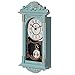 Clockswise Vintage Grandfather-Style Wall Clock with Wood-Effect Plastic Pendulum Battery-Operated for Home Decor Living Room Home Office Kitchen or Dining Room (Blue, 16 Inch)