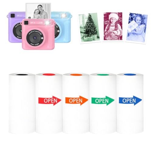 5色プリンター用紙 子供用 インスタントプリントカメラ 5ロール 詰め替え用 HD サーマルプリント DIYセット ポータブル