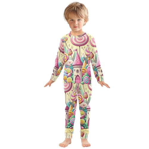 Sweet and Sweet Candy Lollipop Land Cotton Pajama Set, Long Sleeve Sleepwear Nightwear3
