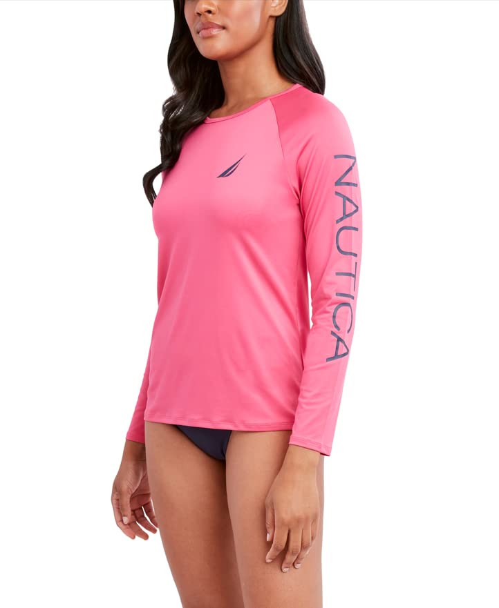 Image of Nautica Women's Long Sleeve Rashguard - Quick-Dry, UPF Protection, Swim Shirt, Pool, Beach, Hiking, Yoga, Volleyball