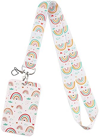 Cute Lanyard with ID Badge Holder Be Kind Rainbow Preppy School Lanyard for Kids Teen Girls Boho