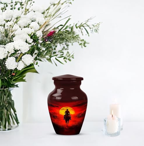 Image of Cowboy Cremation Urn - Small Urn for Human Ashes Keepsake - Urn for Ashes Adult Male - Urn for Human Ashes - Tiny Urns for Human Ashes - Cremation Urns for Human Ashes - Size 3 Inch, Pack of 4