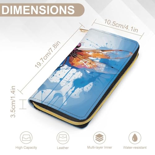 Leather Wallet Bag Colorful Abstract Dragonfly Painted Credit Card Holder Fashion Simple Card Bag Multifunctional Wallet2