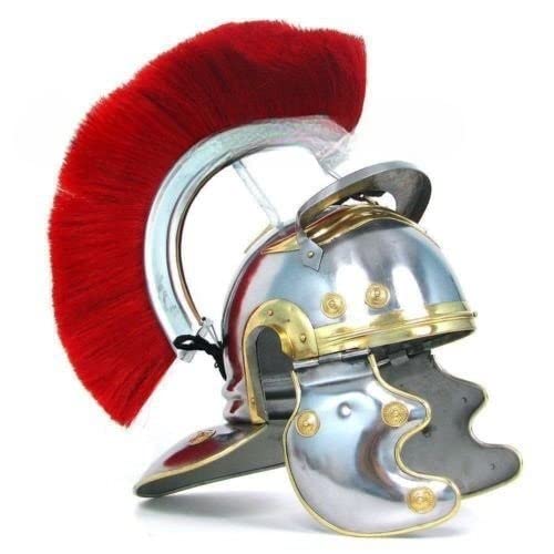 Roman Centurion Officer Armor Helmet with Red Plume by Nauticalmart