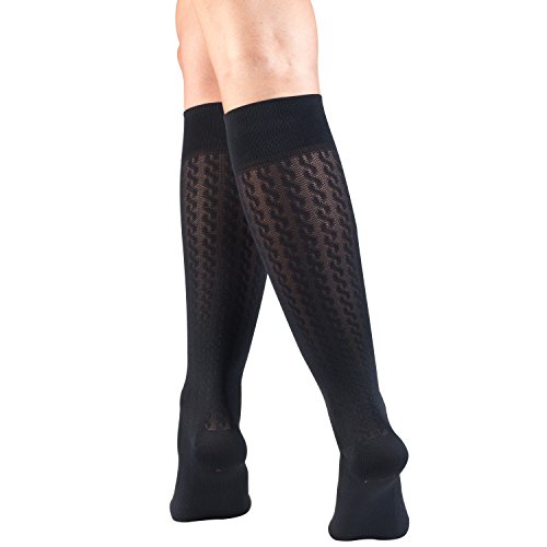 Image of Truform Compression Socks, 15-20 mmHg, Knit Women's Dress Socks, Knee High Over Calf Length