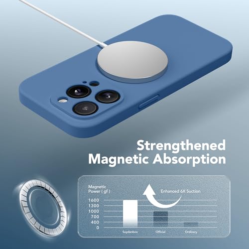 Image of Magnetic for iPhone 13 Pro Max Case, Compatible with MagSafe, [Full Camera Protection][Screen Protector] Silicone Shockproof Protective Phone Case for iPhone 13 Pro Max 6.7 inch, Lake Blue