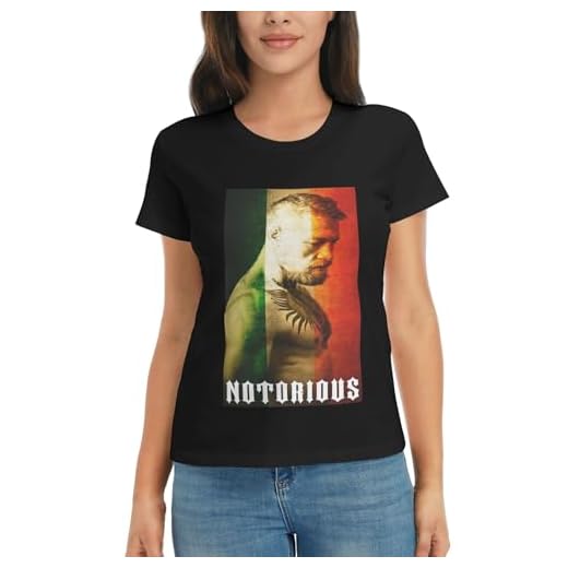 Damen McGregor Boxing King Conor Shirts Baumwoll-Kurzärmlige-Tee-Shirts mit Druckmustern Rundkragen-Kurzarm-Oberteile Black M
