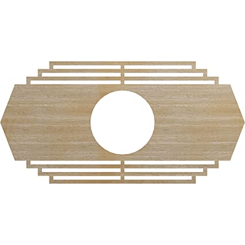 Ekena Millwork 38"W x 19"H x 10"ID x 3/8"T Chrysler Wood Fretwork Pierced Ceiling Medallion, Hickory