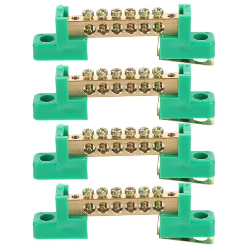Kisangel Lot de 4 Borniers à Vis en Cuivre 6x9 Mm 6 Positions Vert Barre de Mise la Terre Électrique pour Boîte de Distribution Installation Industrielle et Domestique