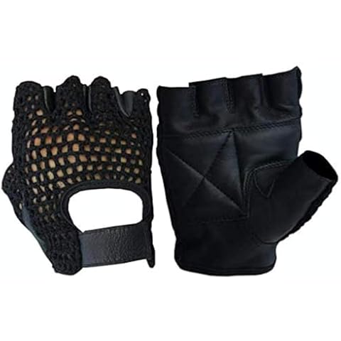 A&H Apparel Leather Net Driving Weight Training Cycling Wheelchair Fitness Gloves (Medium) Cover