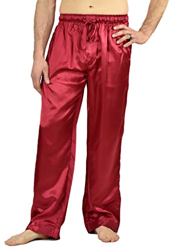 Up2date Fashion Men's Satin Lounge Pants (L, Burgundy)