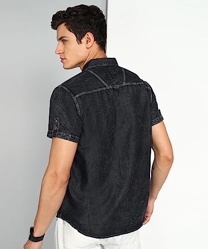 Image of Kuons Avenue Men's Denim Casual Shirt | Regular Fit | Half Sleeves | Spread Collar | Stylish Denim Shirt for Men