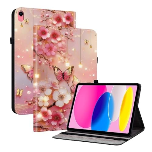 Étui compatible avec iPad 7e génération 10.2 2019 motif fleur papillon