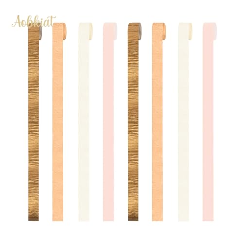 Image of AOBKIAT Pink Orange Gold Crepe Paper,8 PCS Streamers Party Decorations