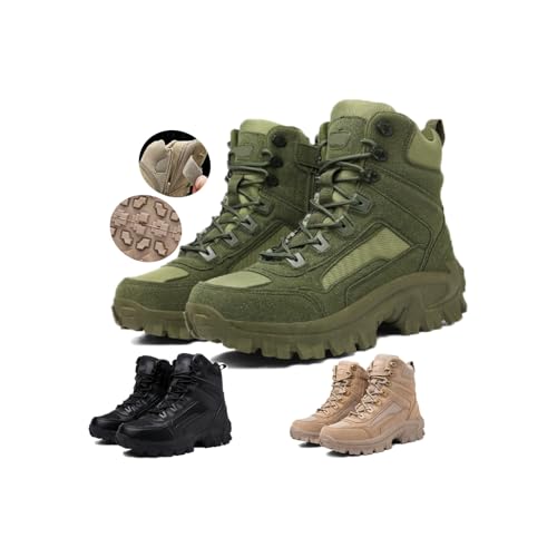 Men'S Military Tactical Work Boots Side Zipper Lightweight Army Combat Boots Durable Outdoor Work Boots Desert Boots Men'S Waterproof Tactical Hiking Boots