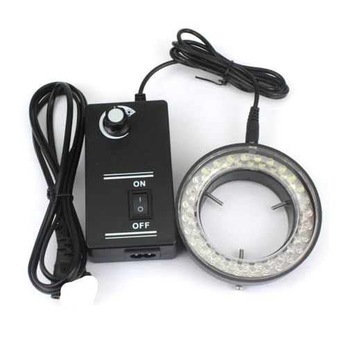 顕微鏡 調整可能な 56/144 LED 顕微鏡リングライト照明ランプ業界用ステレオ三眼顕微鏡ビデオ拡大鏡 110V 220V(56 LED black)