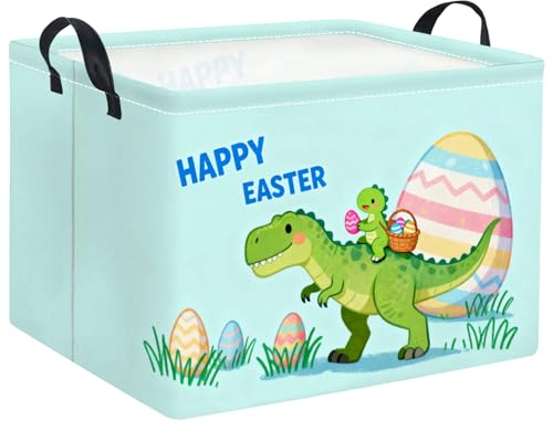 Image of Rectangular Easter Basket for Home Kitchen Baby Girls Basket Cute Storage Bin Organizer Shelf Book Room Decor(Cute Dinosaur)