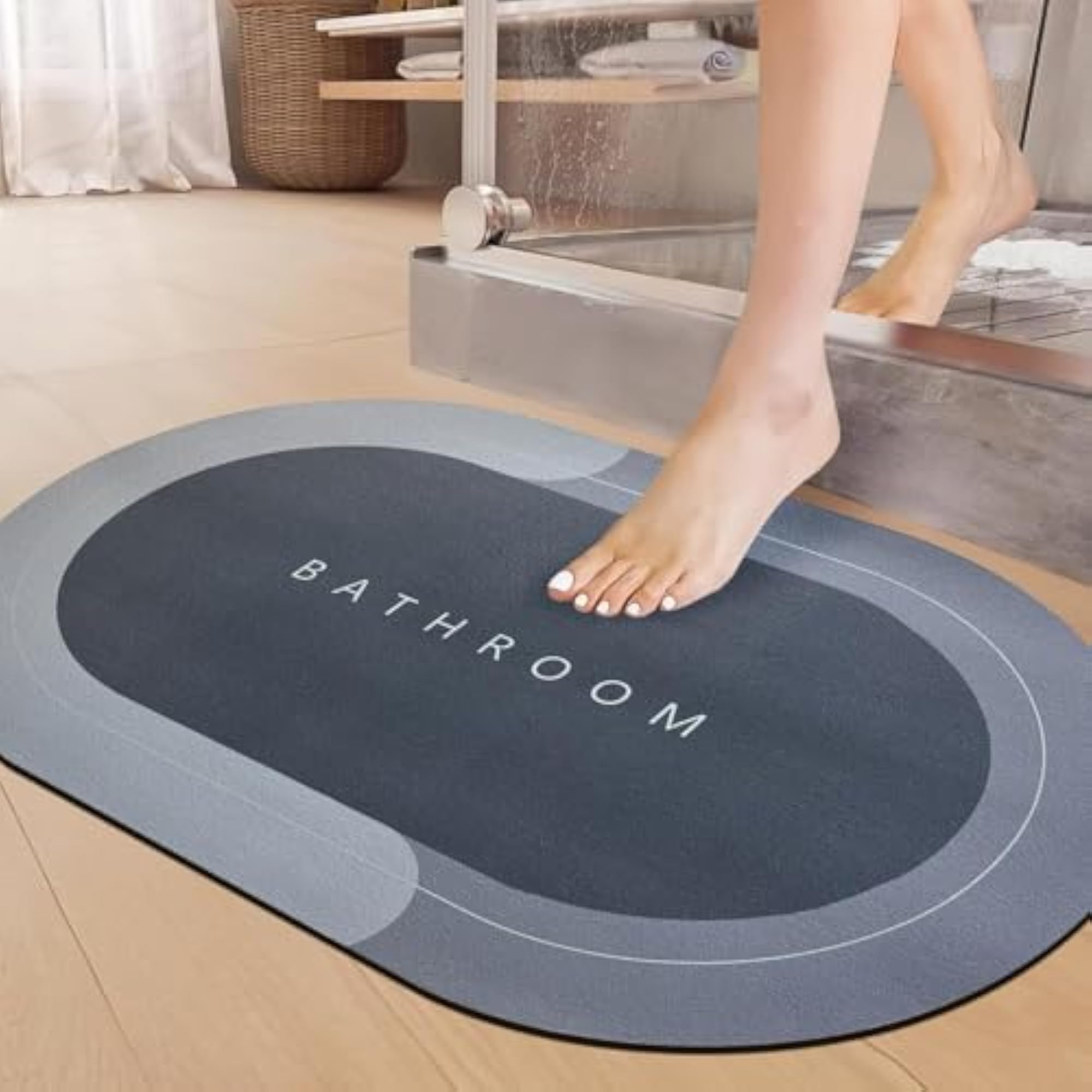 Bathroom Mat Anti Slip, Super Absorbent Rubber Backing