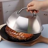 Coperchio per wok a cupola in acciaio inox, 22,7 x 11 cm, per cottura a vapore, per grill, cottura in forno, conservazione del calore, resistente alla ruggine, lavabile in lavastoviglie (A)