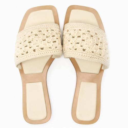 Mules plates en maille tressée PAYDVOIER beige taille 37 pour femme - 4