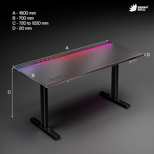 Image of Green Soul Titan X Gaming Height Adjustable Table | Magnetic Wire Routing | MagMat | 20mm Thick Metal Top | Dual Precision Motor | Anti Collision | 100 KGs Load Capacity | 3 Year Warranty