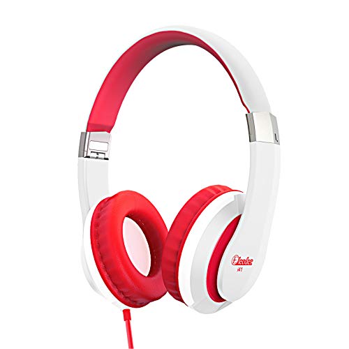 Elecder i41 Kids Headphones, Headphones for Kids Children Girls Boys Teens Foldable Adjustable On Ear Headphones with 3.5mm Jack for Cellphones Computer MP3/4 Kindle School White/Red