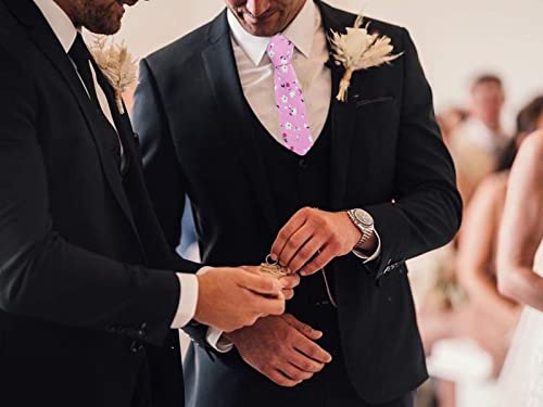 Image of Mantieqingway Floral Ties for Men Skinny Cotton Tie Flower Necktie