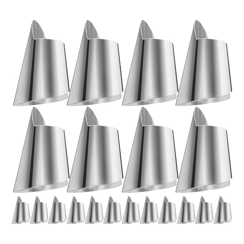 Zerodeko 20pcs Stainless Steel Finger Guards Finger Protector Cutting for Vegetable Slicing Peeling Shelling Fruit and Seafood Prep Nail Cover Guards for Kitchen Use