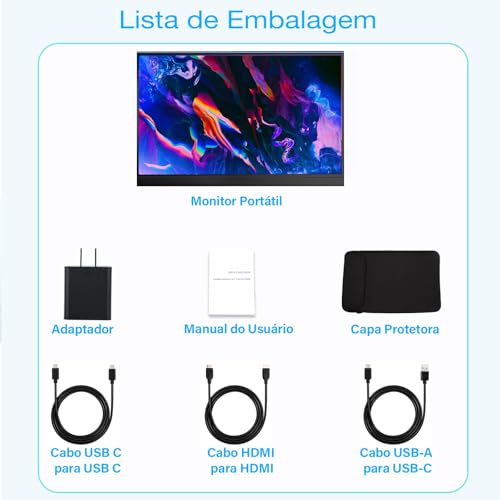 Xixaomiro 14.1 Polegadas Portátil Monitor FHD Touchscreen para computador, 1920 * 1080, IPS, Ecrã ex
