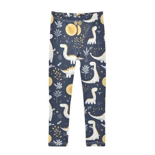 Leaf Animal White Dinosaur Girls Casual Leggings for Kids Printed Long Pant Bottoms Stretch and Soft