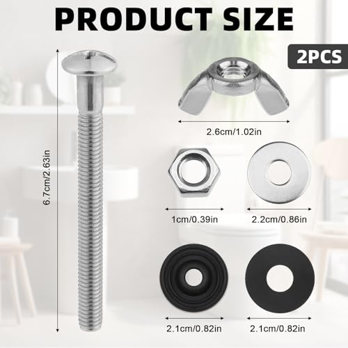 Molain 2 Stück Spülkasten-Schrauben, Edelstahl Schraubensatz für Spülkasten zu WC Schrauben WC-Armatur für Spülkasten zum Toilettensitz für Befestigung Wassertank auf Toilettenschüssel