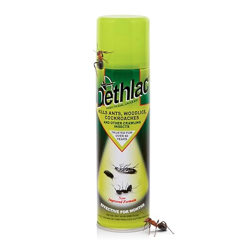 Dethlac Ant Killer Spray 250ml | Kills Ants Woodlice Cockroaches & Crawling Insects | Insect Killer Indoor & Outdoor Use | Invisible Weatherproof Lacquer Barrier | Trusted Since 1959