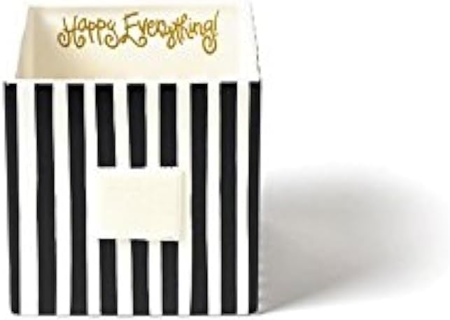 Happy Everything ! Decorative Medium Nesting Cube (Black Stripe Medium)