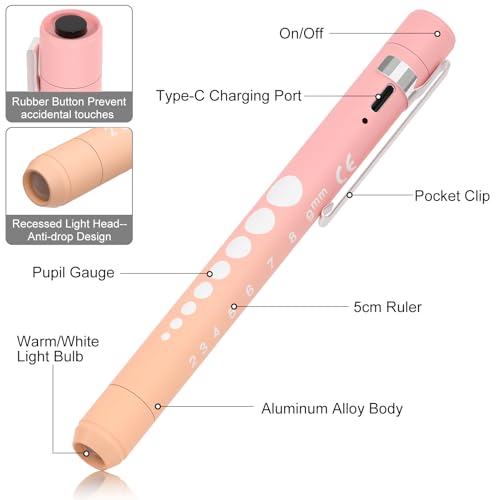 Image of Rechargeable Pen Light for Nurses and Doctors - LED Medical Penlight with USB Charging, Dual Light Modes, Durable Clip - Ideal Gift for Graduation, Night Shift, Clinical Use - Orange Pink Gradient