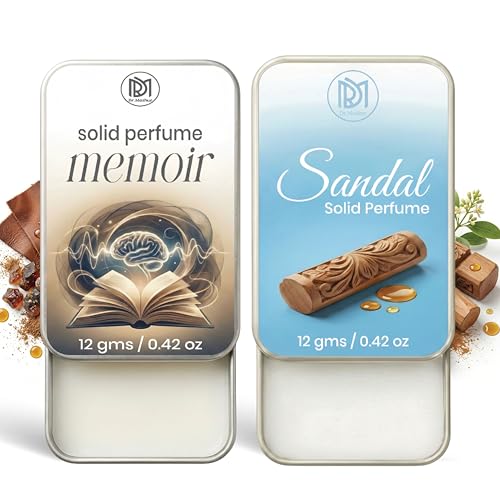 Image of Dr.Mashur Solid Perfume |sandal&Memoir Alcohol Free Wax Perfume Balm, Long Lasting | Pocket Tin 12g, Pack Of 2| Non Greasy Smooth Glide, Travel Friendly Men And Women