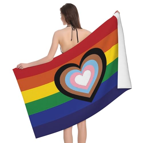 Dlonvoh Rainbow Pride Beach Towel Microfiber Soft Oversized Bath Towels Large LGBT Bathroom Decor Blanket Quick Dry for Swimming Pool for Men Women 30x60 in
