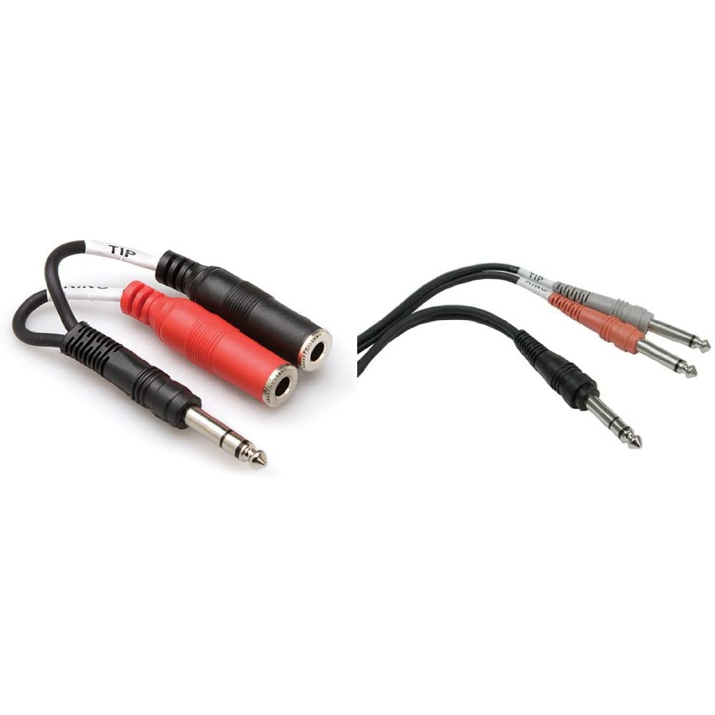 HosaYPP-117 1/4" TRS to Dual 1/4" TSF Stereo Breakout Cable & STP-201 1/4" TRS to Dual 1/4" TS Insert Cable, 1 Meter