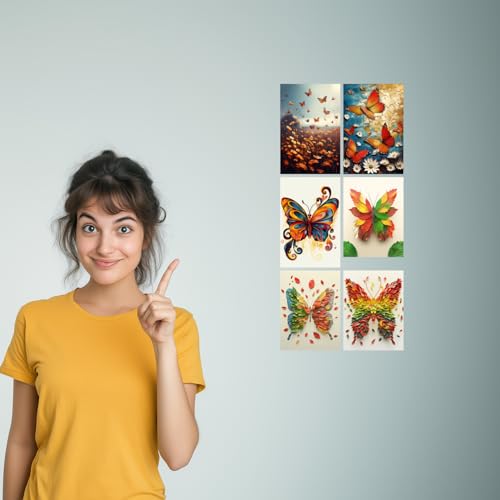 Image of SiddArtify Vibrant Butterfly Art Print Set - Nature's Beauty in Warm - Cool Tones - Set of 2-4x6 Inch - Board (Pack of 6) - Sticker (Pack of 6) Wall Room Decoration art Poster Prints